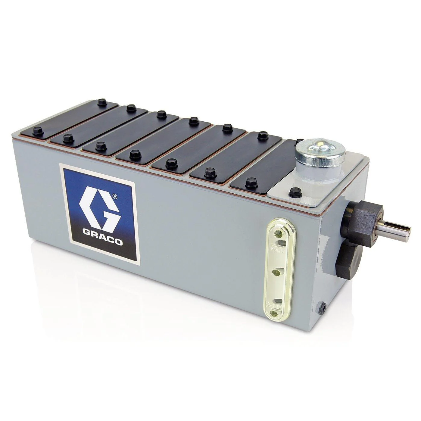 Graco Manzel® MB118 Series Lubricator - 4 Pint (1.9 Liter) Reservoir (4 Pump Stations Max), No Pumps Installed, 118:1 drive on right hand end - Ysert