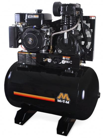 Mi-T-M Two Stage Gasoline Stationary Air Compressors - 29.0 CFM - 175 PSI - 80 gal - Mi-T-M OHV - Cable Throttle - Ysert