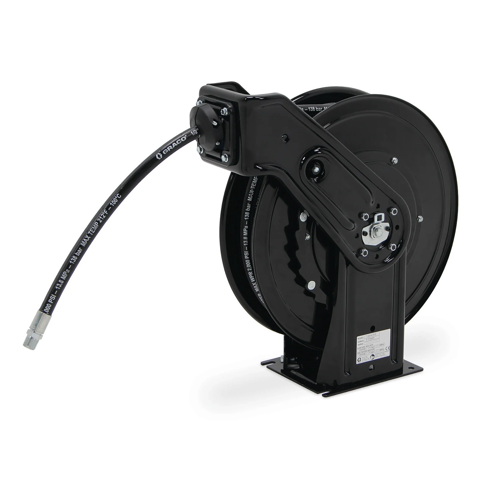 Graco XDX™ 10, Grease, 1/2 in (13 mm) Inlet, Bare Reel (1/4 in X 50 ft (6 mm X 15 m) Capacity), NPT, Truck/Bench Mount, Black - Ysert