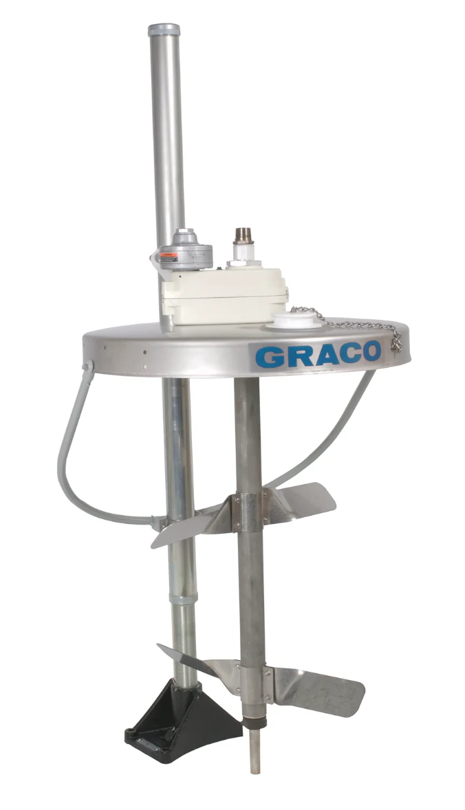 Graco 231413 Heavy Duty Back-Geared Drum Agitator with elevator and drum cover, air driven, 1/2 HP, 32 inches (81.25 cm) long - Ysert