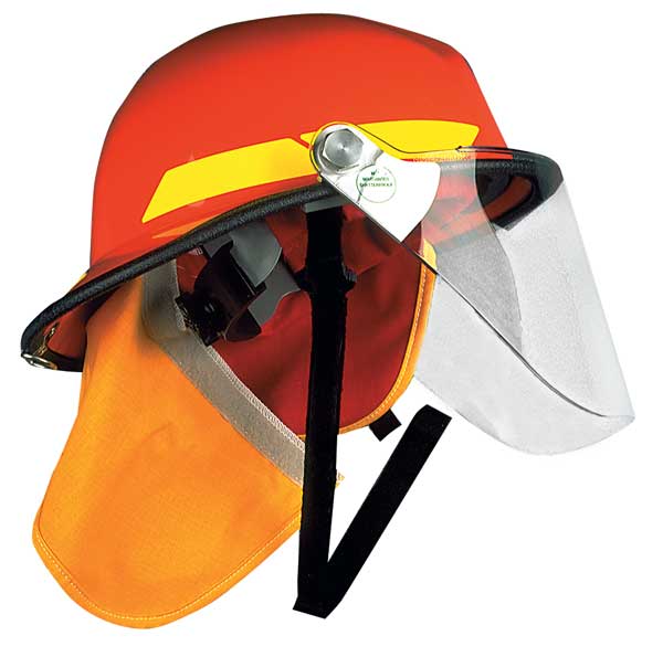 Bullard Fire Helmet, Modern Style (Orange w/ Black Nomex(R) Ear/Neck Protector, Faceshield) - Ysert