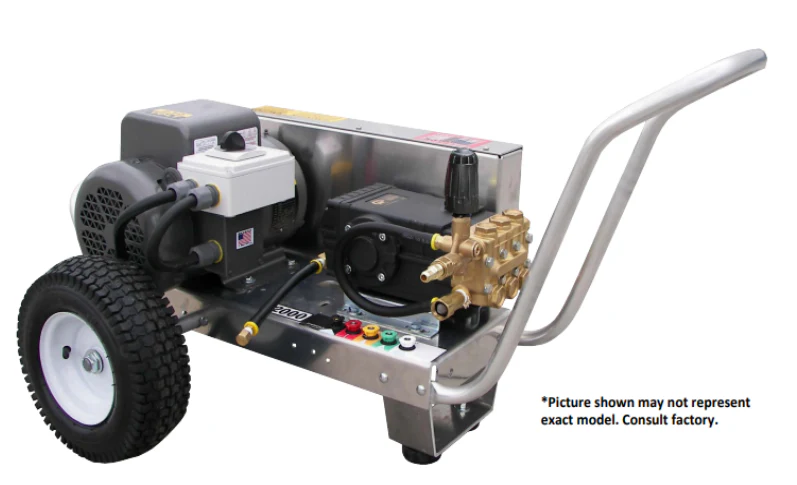 Pressure-Pro Eagle Series 3000 PSI @ 4.0 GPM 230V/3PH/17A/7.5HP AR Pump Belt Drive EM3616T Motor Cold Water Electric Pressure Washer - Cart - Ysert