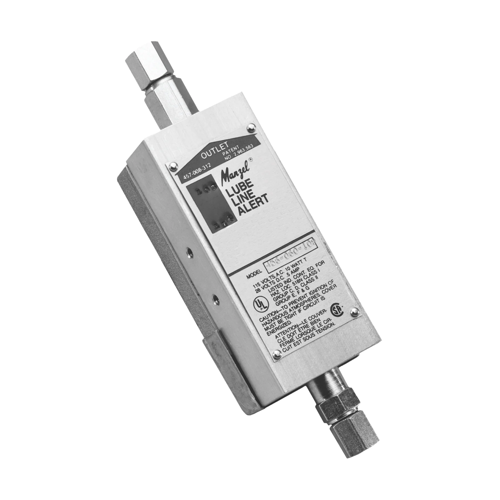 Graco Lube-Line Alert - N.C. Configuration w/Check Valves for 1/4 inch O.D. Tube, Standard Spring (installed), w/ Light Spring - Ysert