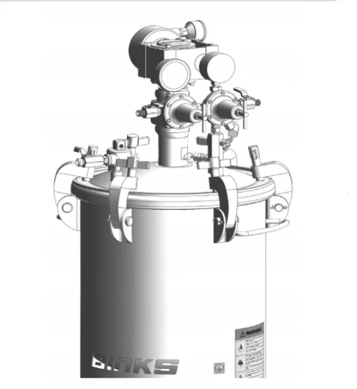Binks 183G 5 Gallons ASME Galvanized Carbon Steel Pressure Tank - Double Regulated w/ Extra Sensitive Regulator & 15:1 Gear Reduced Agitator - Ysert