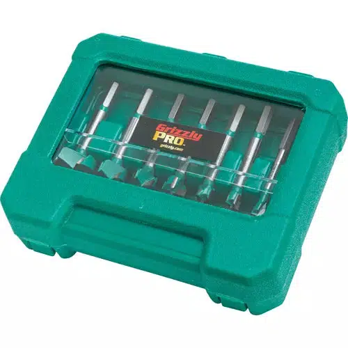 Grizzly PRO T33694 - Tungsten Carbide Hex Shank Forstner Bit Set, 8 Pc. 1/4