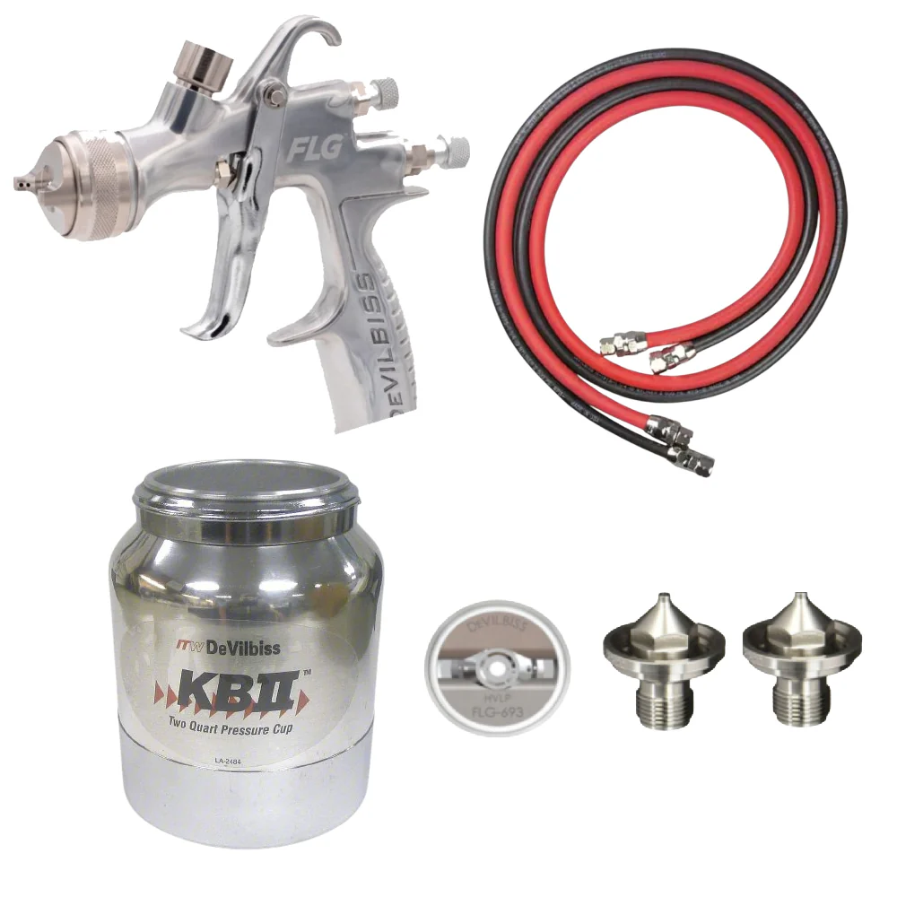 Devilbiss 905162 FLG Pressure Feed HVLP Gun Kit w/ 1L Aluminum Pressure Cup - Ysert