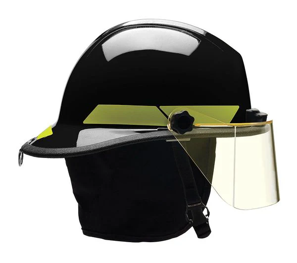 Bullard Fire Helmet, Modern Style (Black, w/ 4 in Faceshield and Integrated Light) - Ysert
