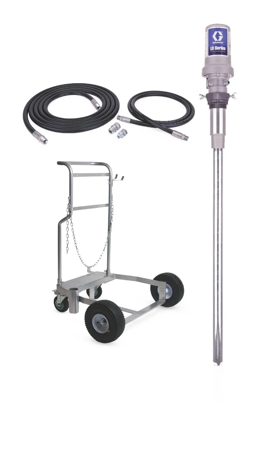 Graco LD Series 3:1 Mobile 55 Gallon (200 Liter) Oil CE Pump Package - Preset Meter, Flex Extension, BSPP - Ysert