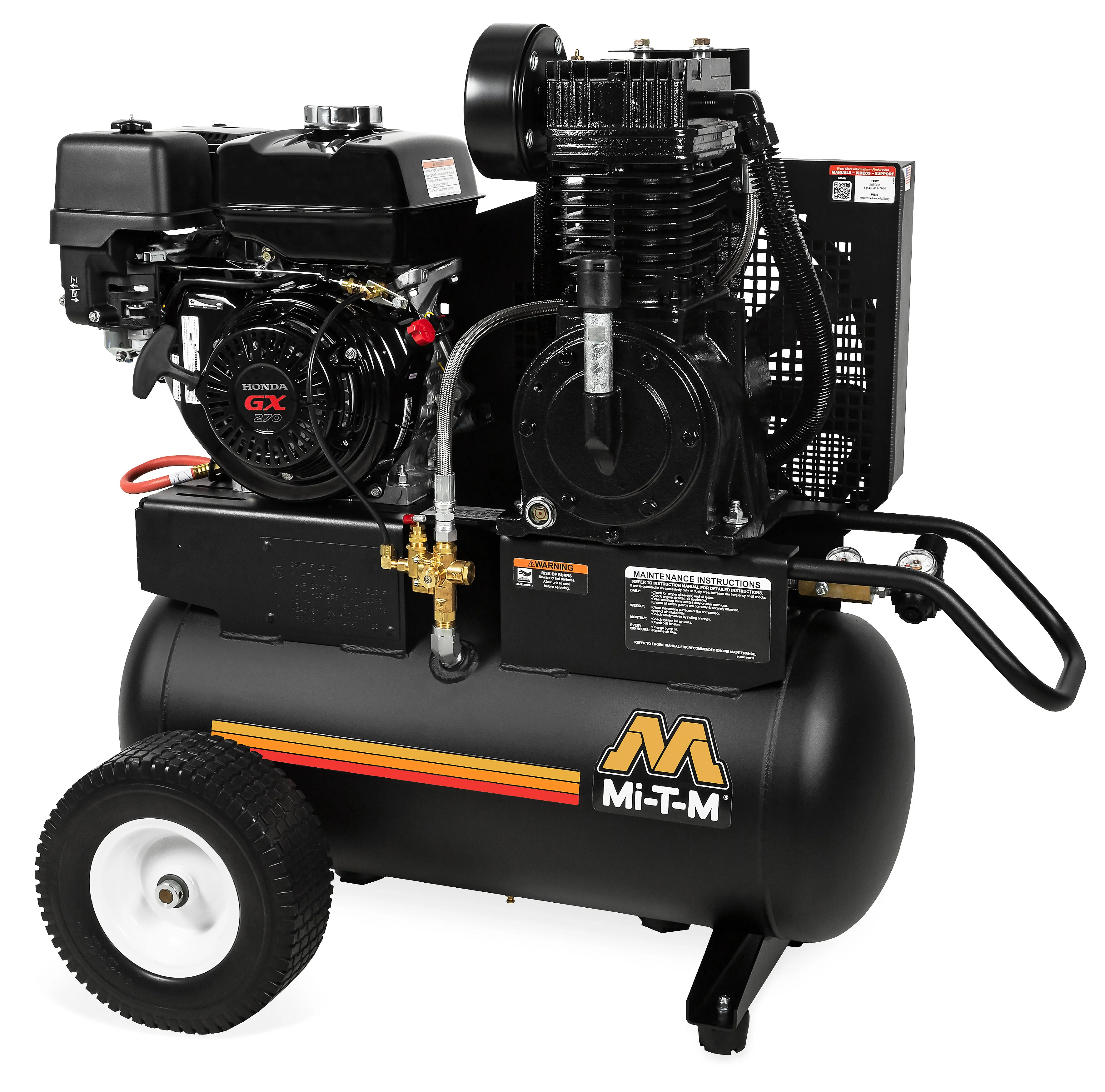 Mi-T-M AM2-PM09-20M 175 PSI @ 17.2 CFM 20-Gallon Two Stage Cast Iron Engine Idle Control  Pneumatic 270cc Honda GX270 OHV Gasoline Portable Air Compressor - Ysert