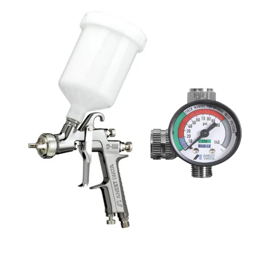IWATA W400LV-184G Gravity Fed Spray Gun w/ PCG6PM 600ML Plastic Gravity Cup & AK-1B2 Air Flow Control Valve - Ysert