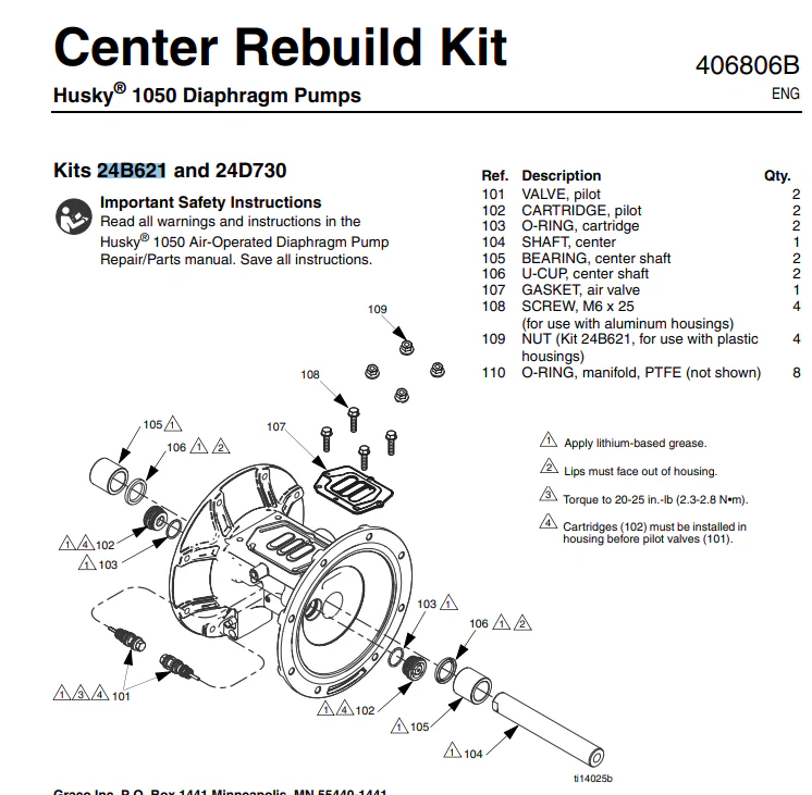 Graco 24B621 Center Rebuild Kit - Ysert