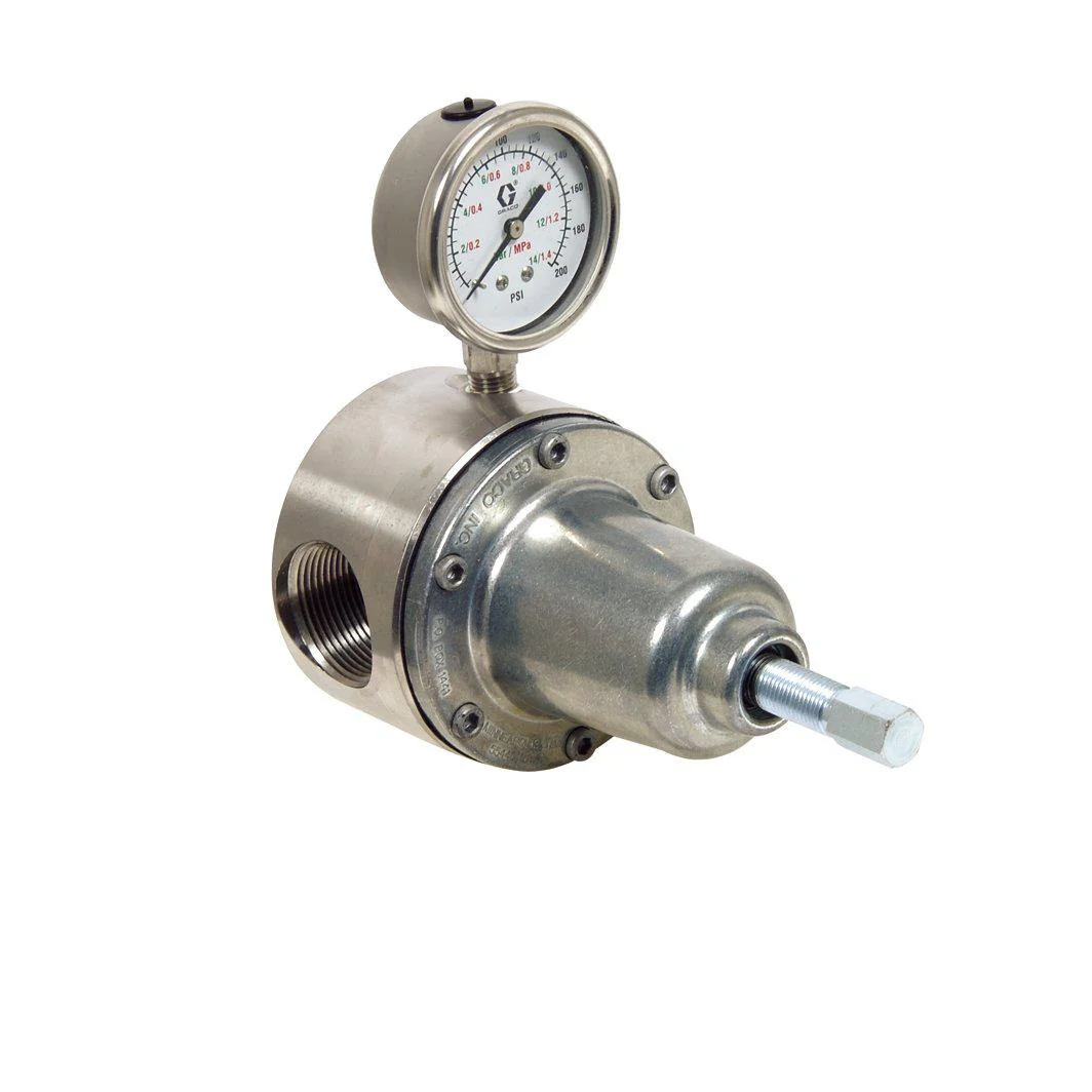 Graco Back Pressure Regulator, Low Pressure Corrosion Resistant, 180 Max psi, SST, Manual, 1-1/4 (f) x 1-1/4 (f), with Gauge - Ysert