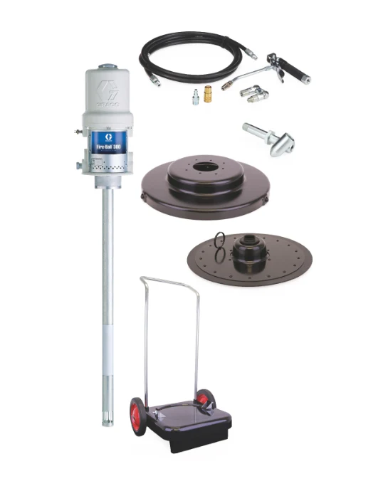 Graco 225026 Fire-Ball® 300 Series 50:1 120 Lb. (54 Kg) Grease Pump - Portable 2-Wheel Cart Package - Ysert