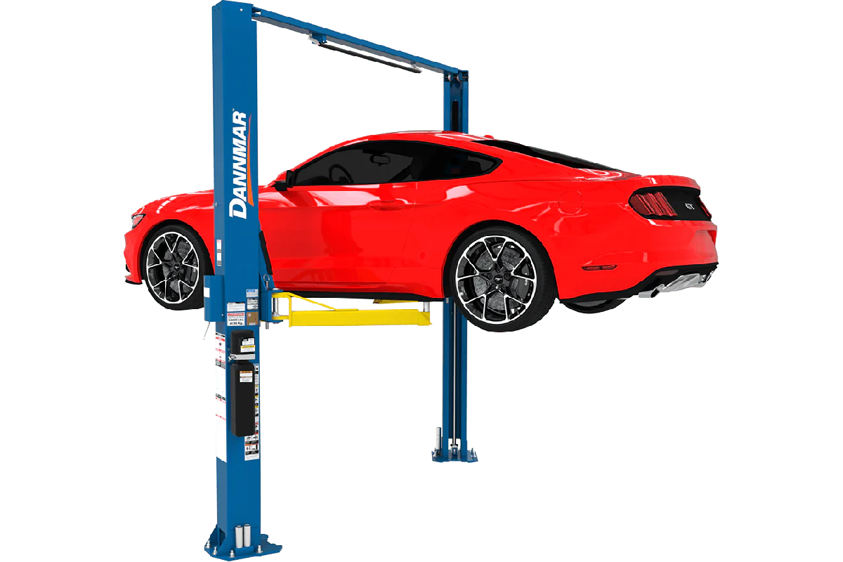Dannmar D2-10A 10,000-lbs. Capacity Two-Post Lift / Asymmetric / Includes Stackable Pads and Adapters - Ysert