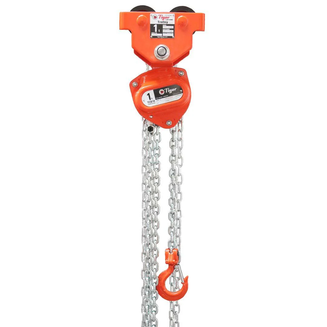 Tiger Lifting CCBTPS-0100 1.0-ton Single Bar 10-ft. Std. Lift Combination Chain Block & Trolley (Plain/Push combination units) - Ysert
