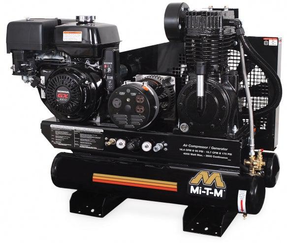 Mi-T-M 16.4 CFM @ 90 PSI/15.7 CFM @ 175 PSI Stationary Two Stage Gasoline Combination Air Compressor Generator - Ysert