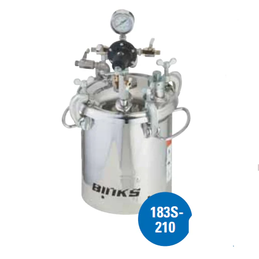 Binks 183S 2 Gallons ASME Stainless Steel Pressure Tank - Single Regulated & No Agitator - Ysert