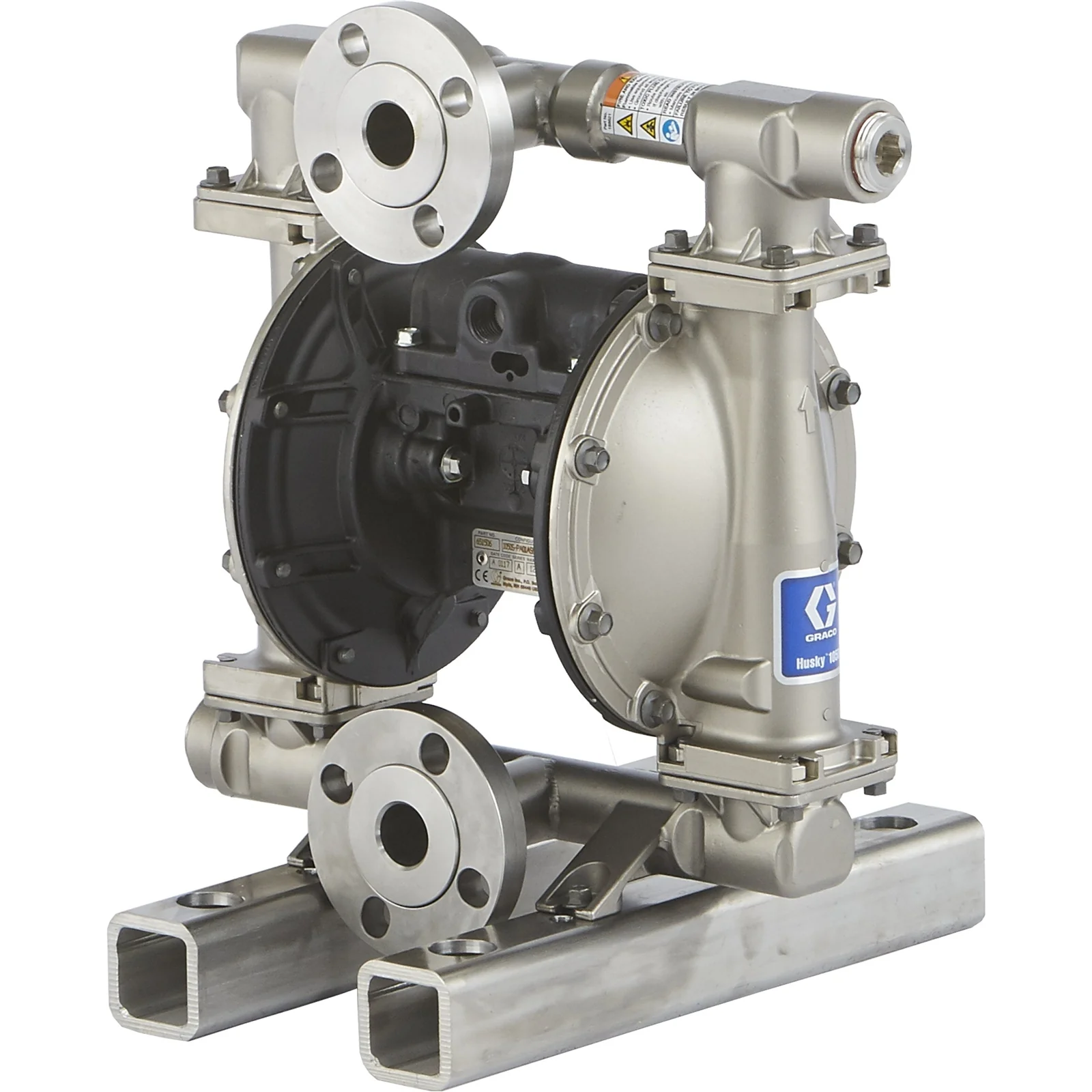 Husky 1050 (Vertical Outlet) SS Pump, AL Center Section, SS Seats, SS Balls & PTFE Diaphragm - Ysert