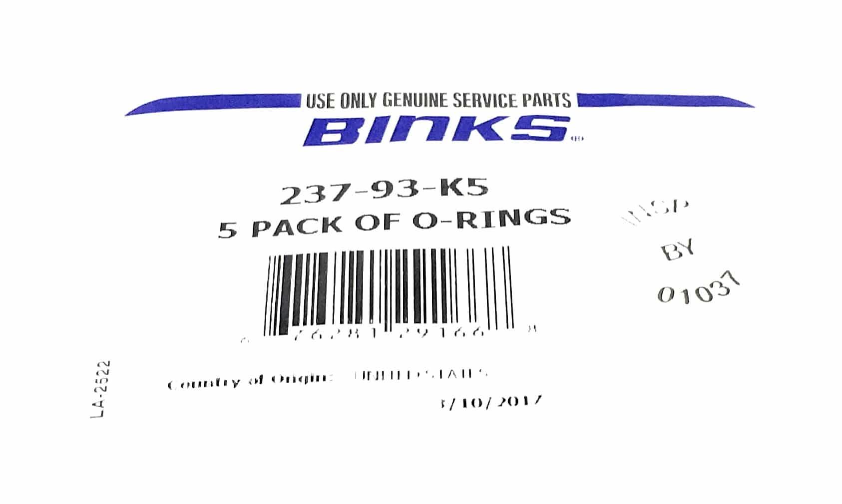 Binks 237-93-K5 5 Pack of O-Rings - Ysert