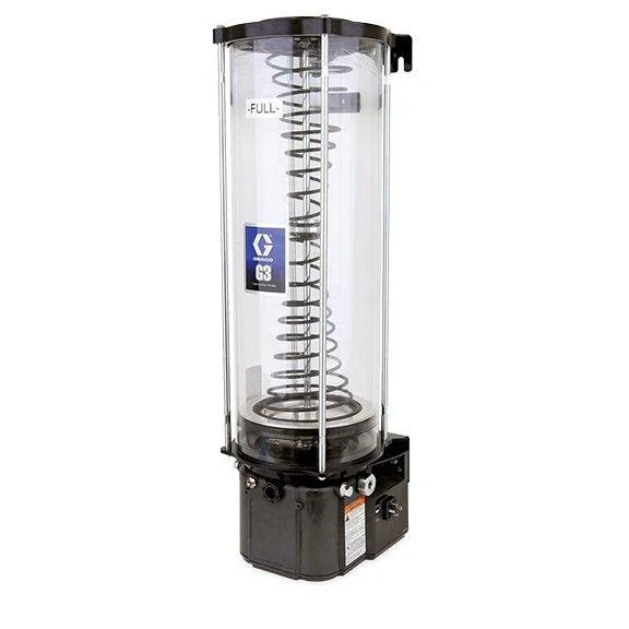 Graco G3™ Standard Grease Lubrication Pump, 24 VDC, 16 Liter One-Piece Reservoir, Follower Plate, External Low Level, DIN - Ysert