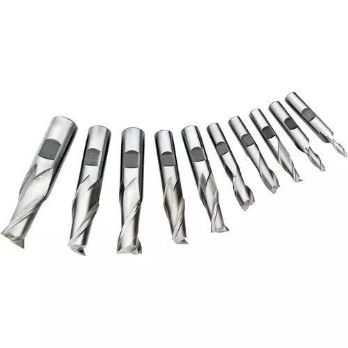 Grizzly G9757 - HSS 2 Flute End Mills, 10 Pc. Set - Ysert