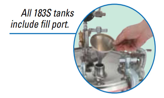 Binks 183S 2 Gallons ASME Stainless Steel Pressure Tank - Single Regulated & 15:1 Gear Reduced Agitator - Ysert