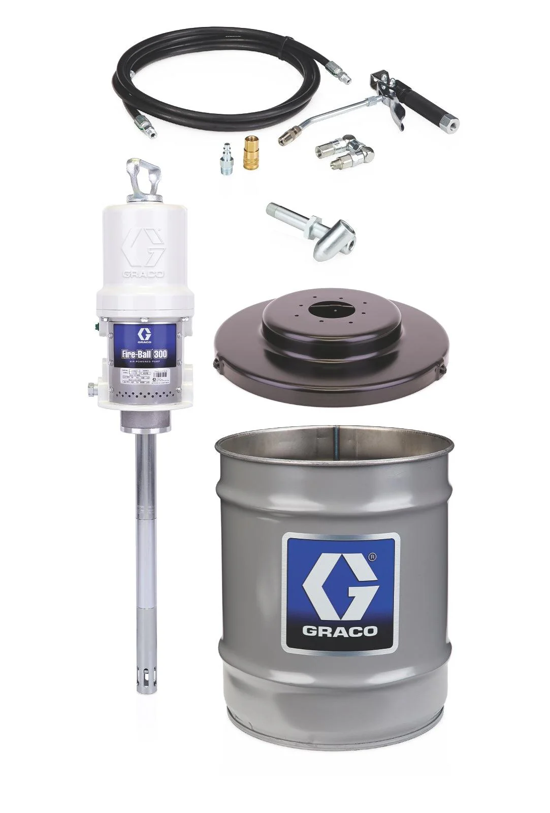 Fire-Ball® 300 Series 50:1 35 to 50 lb. (16 to 23 kg) Grease Pump - Stationary Pail Dispenser CE Package - Ysert