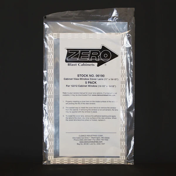 Clemco 06190 Cover Lens, For 12212 Windows Cabinet Glass - 5/Pack - Ysert