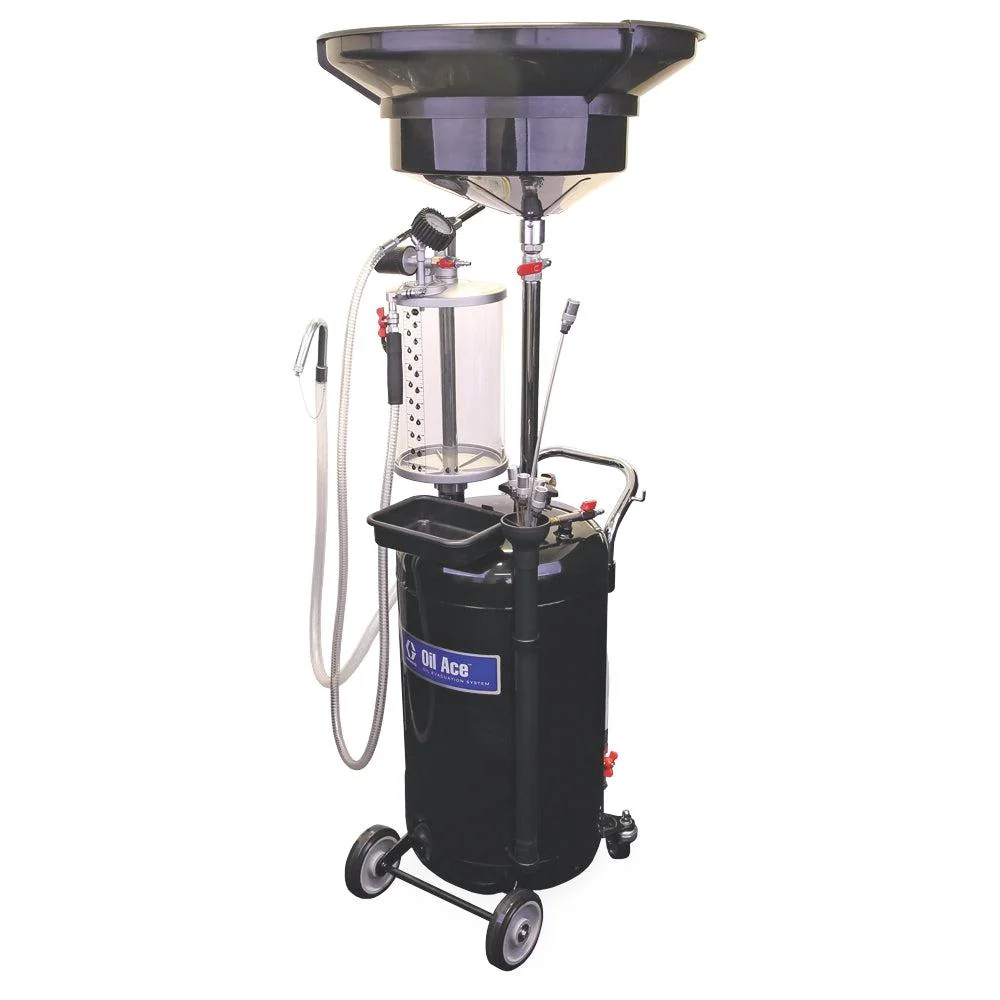 Graco Waste Oil Evacuation System with 24 gal (90 l) Steel Tank, Suction Probes, Sight Glass, Oil Drain Funnel and Adapters - Ysert