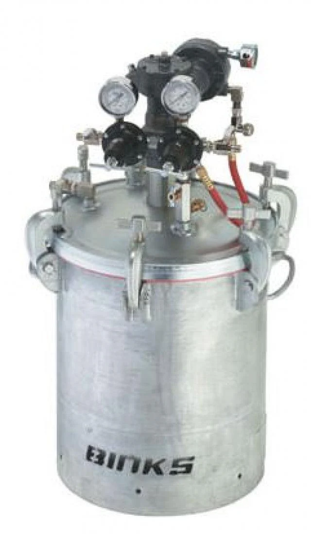 Binks ASME Code Stainless Steel 5-gallon Tank - Single Regulated w/ Extra Sensitive Regulator & 15:1 Gear Reduced Agitator - Ysert