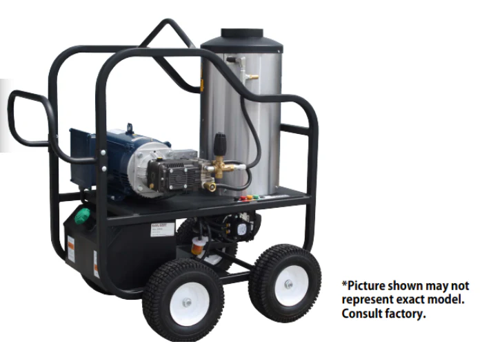 Pressure-Pro HOT Shot Series 3000 PSI @ 3.0 GPM 230V/1PH/26A 6.0HP AR Pump  Direct Drive Hot Water Electric Pressure Washer - 4 Wheel Portable - Ysert