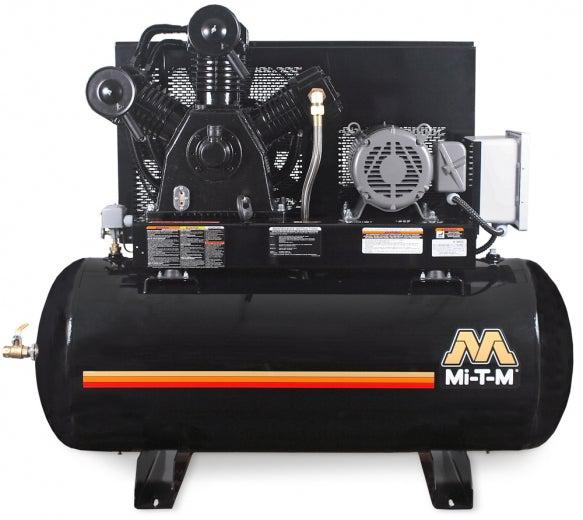 Mi-T-M Two Stage Electric Stationary Air Compressors - 46.5 CFM - 175 PSI - 15 HP - 120 gal - Simplex Horizontal - Ysert