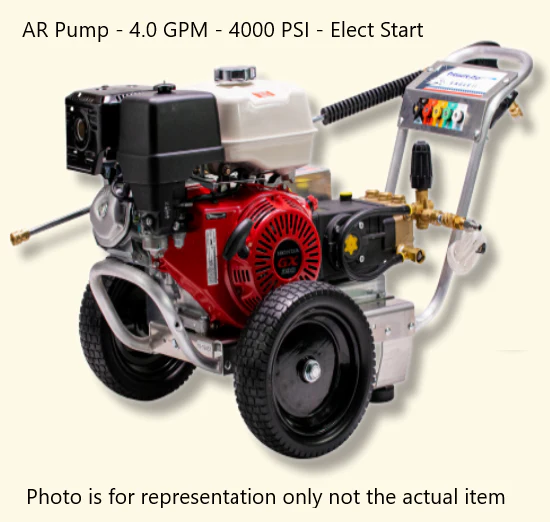 Pressure-Pro Eagle II 4000 PSI @ 4.0 GPM AR Pump Belt Drive Gas Honda Engine Cold Water Pressure Washer w/ Electric Start - Cart - Ysert