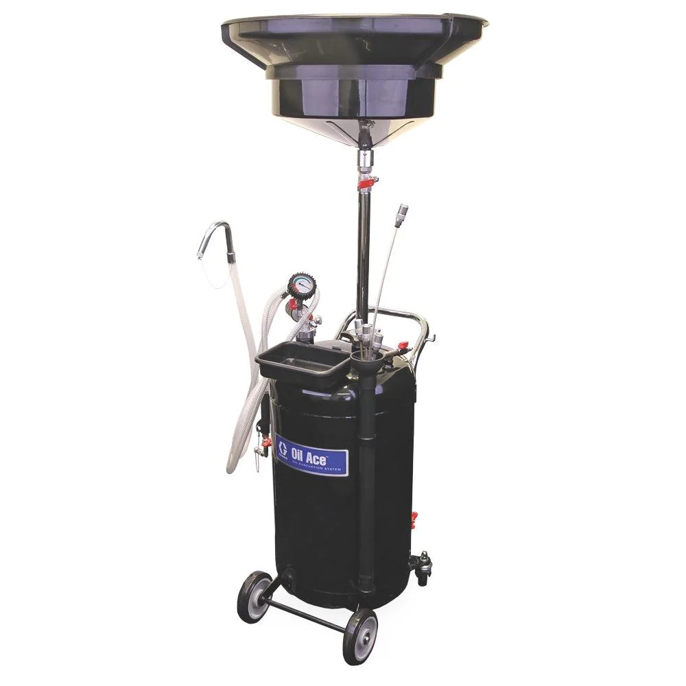 Graco Waste Oil Evacuation System with 90 L (24 gal) Steel Tank, Suction Probes, Sight Glass, Oil Drain Funnel and Adapters - Ysert