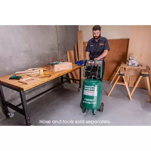 Grizzly PRO T32337 - 20-Gallon Oil-Free Quiet Series Air Compressor - Ysert