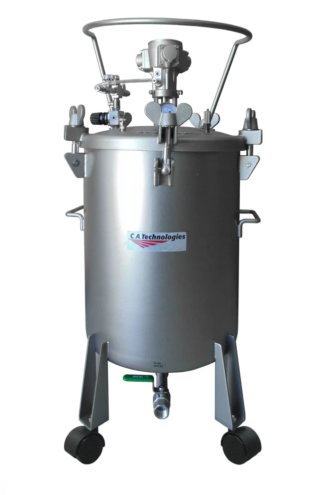 C.A Technologies 12.5 gallon (NON-ASME) Stainless Steel Air Agitated Bottom Outlet Pressure Tank - DOUBLE REGULATED - Ysert