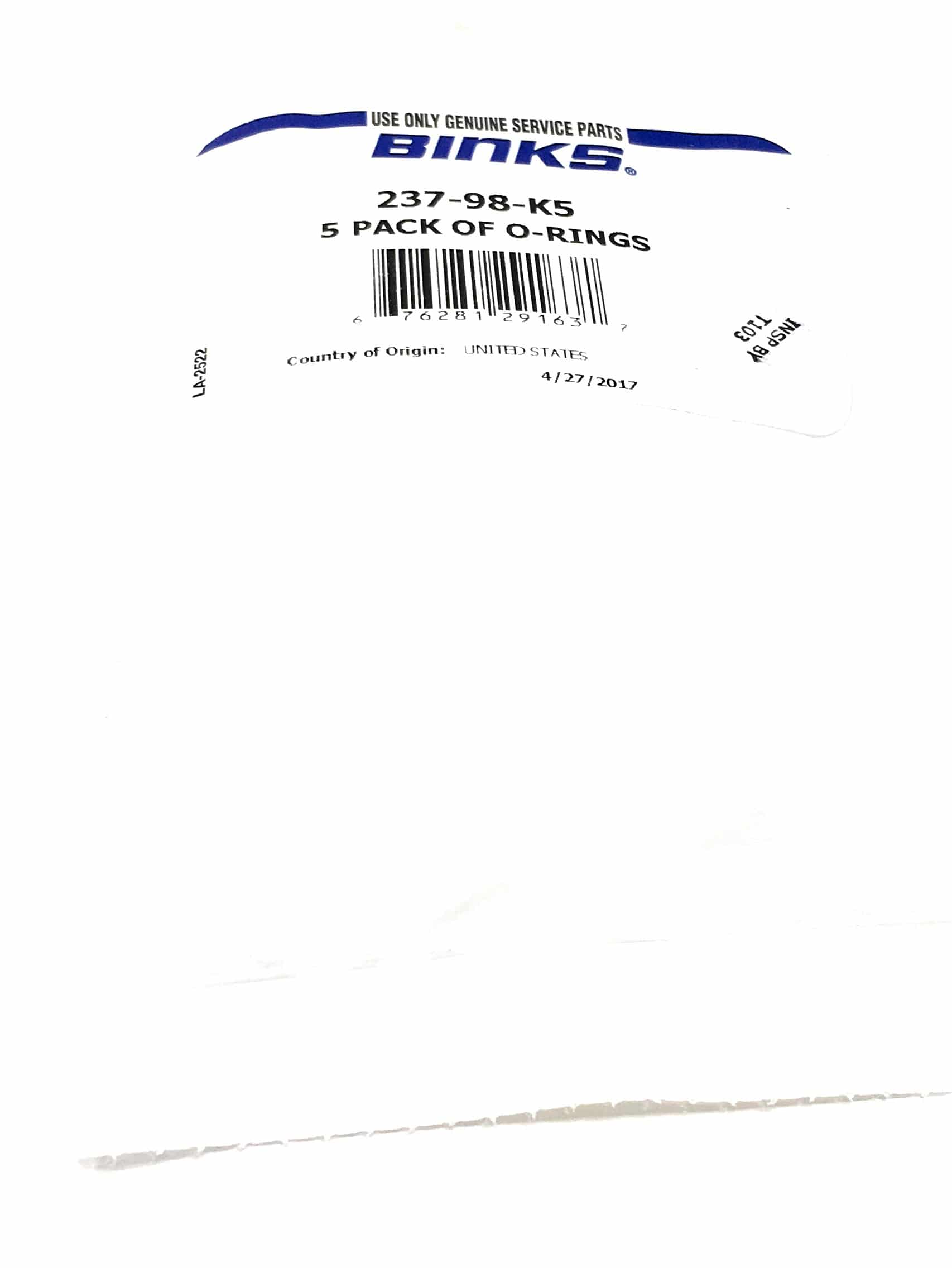 Binks 237-98-K5 5 Pack of O-Rings - Ysert