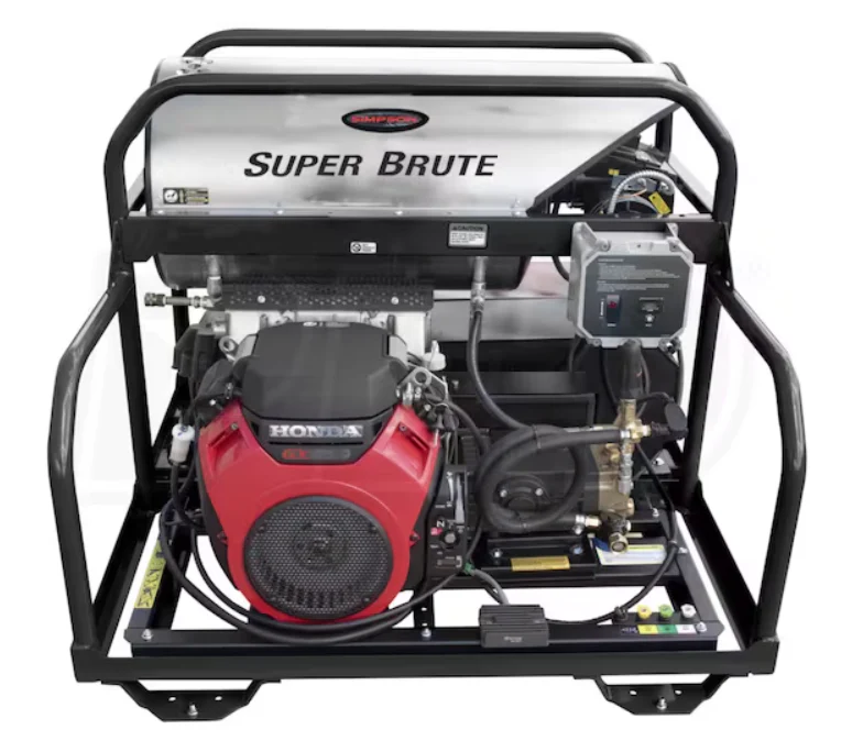 Simpson Super Brute SB65123 3500 PSI (Gas - Hot Water) Skid Belt-Drive Pressure Washer w/ General Pump & Electric Start Honda GX690 Engine - Ysert