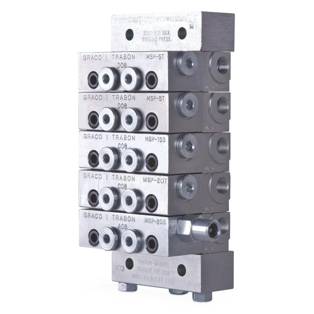 Graco Trabon® MSP Divider Valve - 5 Section Base Plate Assemblies - BSPP - Ysert