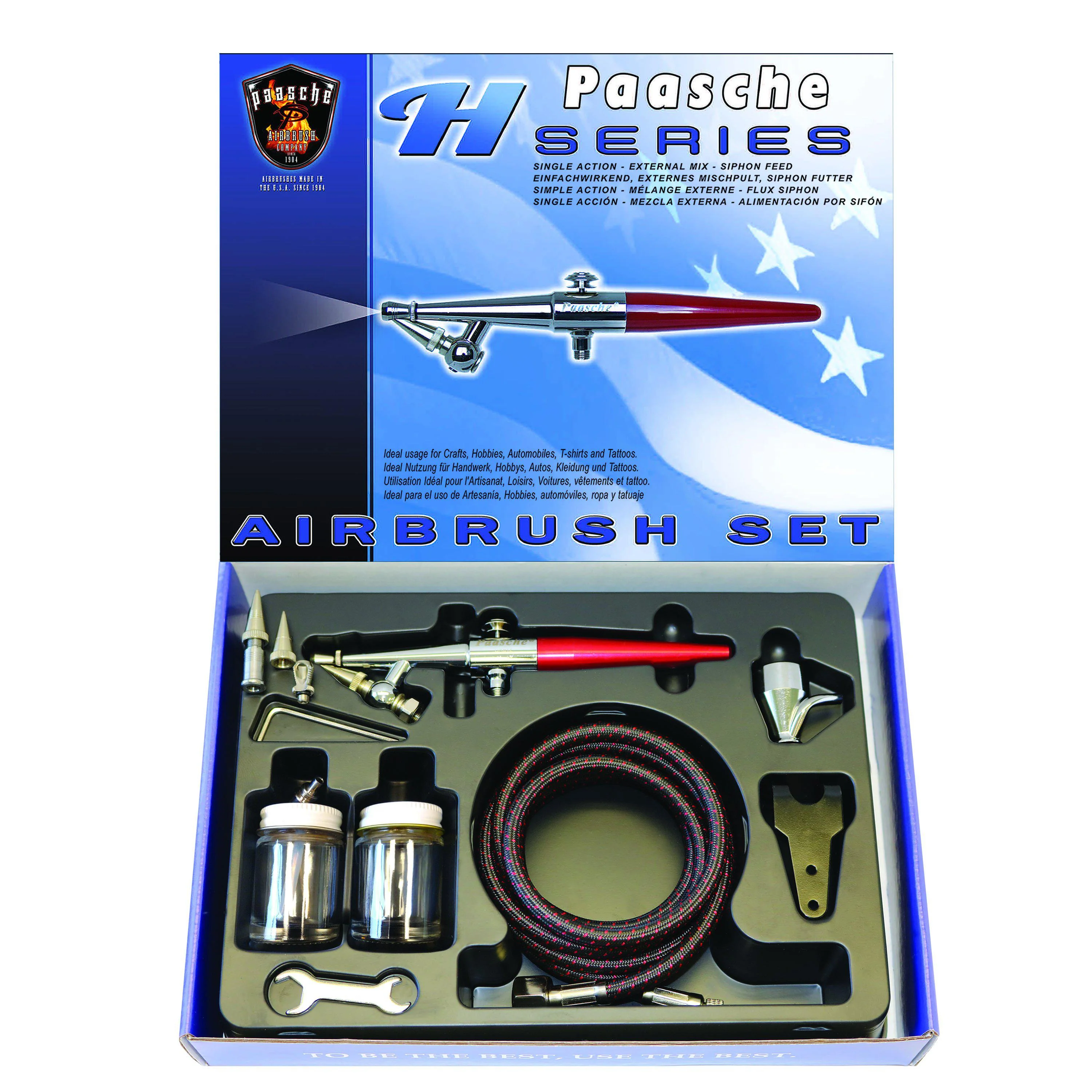 Paasche Single Action Set w/ Metal Handle (.45, .65, & 1.05mm heads) & 1/8