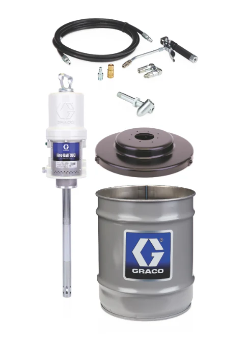 Graco 225827 Fire-Ball® 300 Series 50:1 35 To 50 Lb. (16 To 23 Kg) Grease Pump - Stationary Pail Dispenser Package - Ysert
