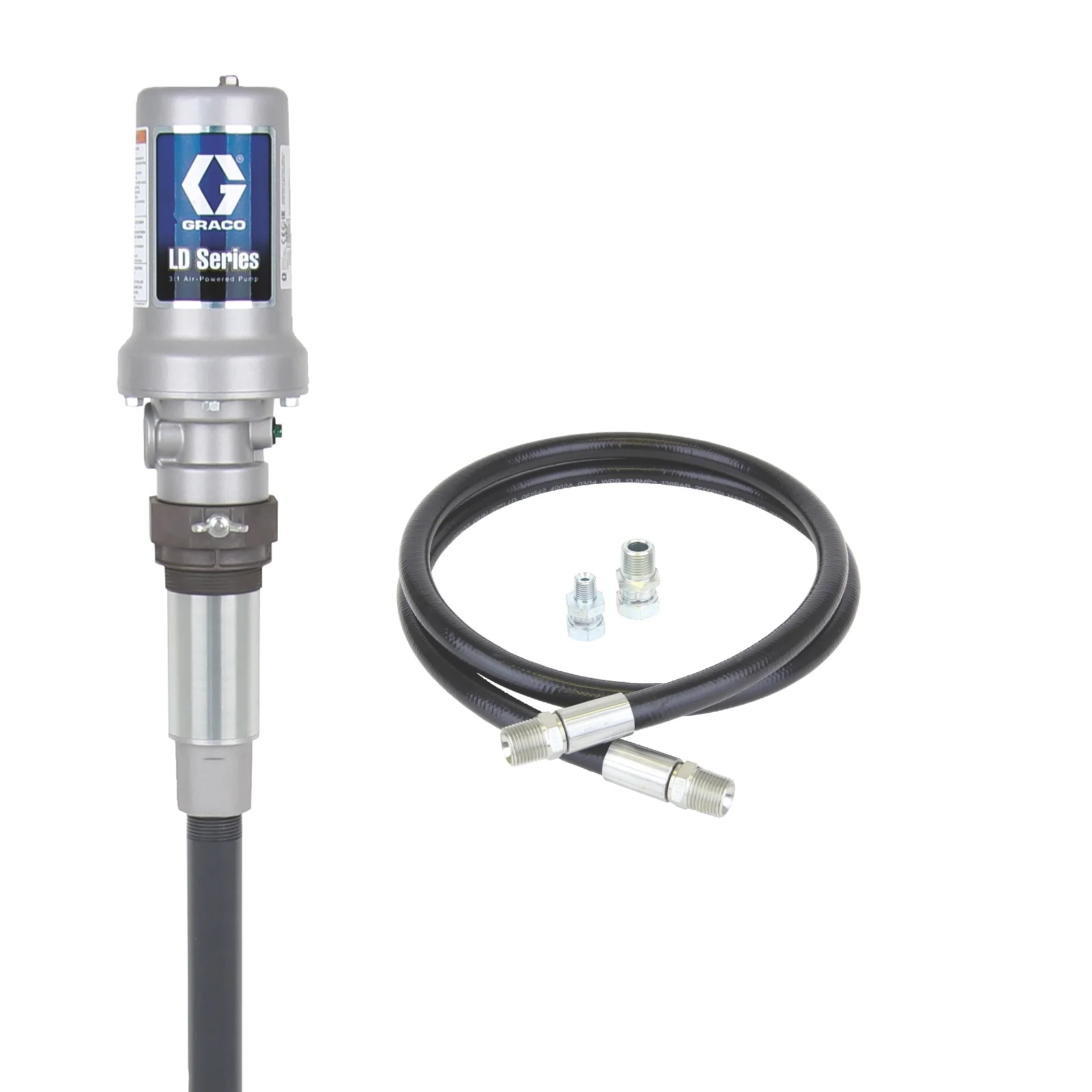 Graco LD Series 3:1 Stationary 55 Gallon (200 Liter) Oil CE Pump Package - Preset Meter, Flex Extension, BSPT - Ysert