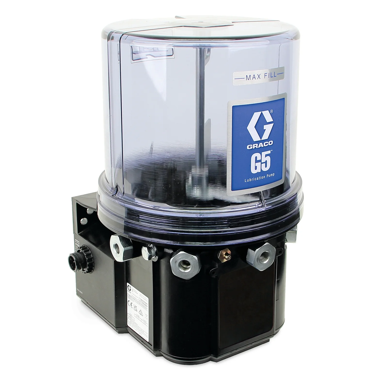 Graco G5™ Standard Grease Lubrication Pump, 24 VDC, 4 Liter, Remote Manual Run, Vertical Oriented 5-Pin CPC - Ysert