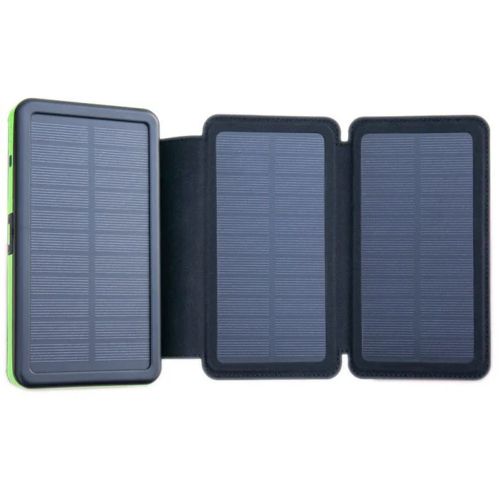 PB20KS Impact-Resistant Solar Panels, Water-Resistant, 2 USB Ports, Built-in Flashlight, Corded or Solar-Power Charging - Ysert