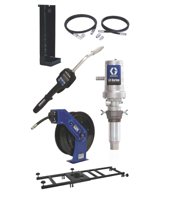 Graco 24K839 Ld Series 5:1 Deluxe Stationary 275 Gallon (1040 Liter) Oil Pump With Sd™ Series Hose Reel Package - Preset Meter Type - Ysert