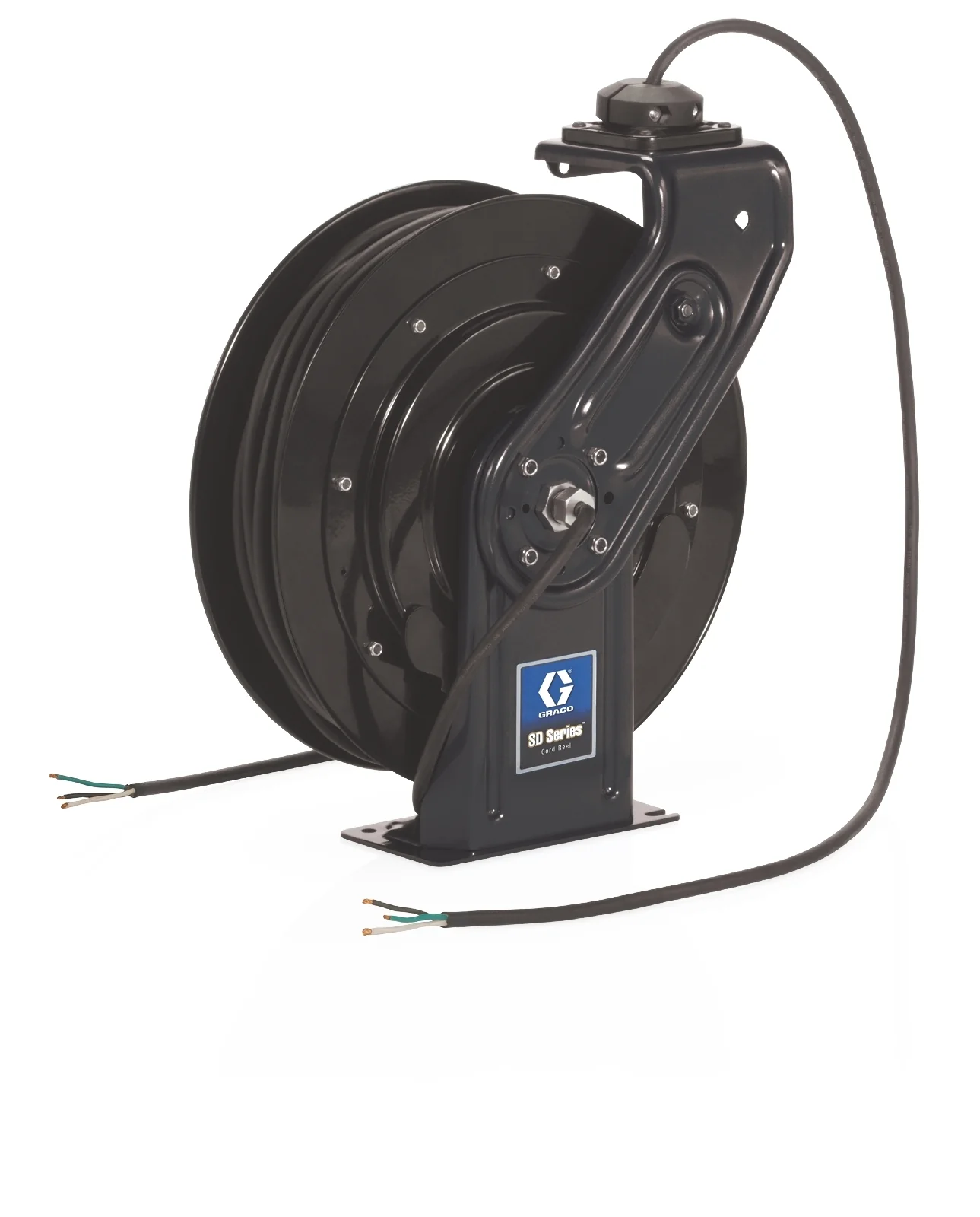 SD™ 10 Series 230 Volt Cord Reel - Single Industrial Receptacle - 25 Meters, 16 Amp - Black - Ysert