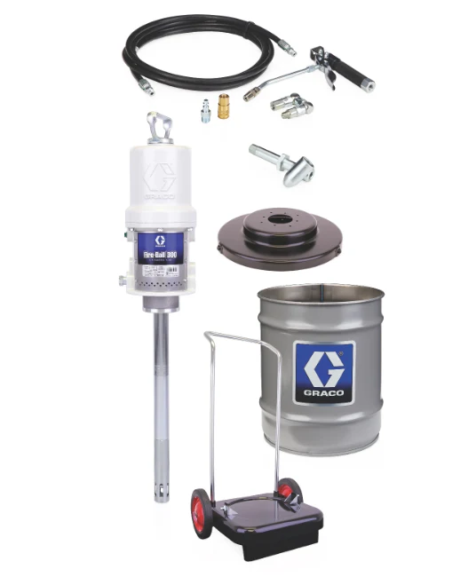 Graco 245695 Fire-Ball® 300 Series 50:1 35 To 50 Lb. (16 To 23 Kg) Grease Pump - Portable Pail Dispenser Package - Ysert