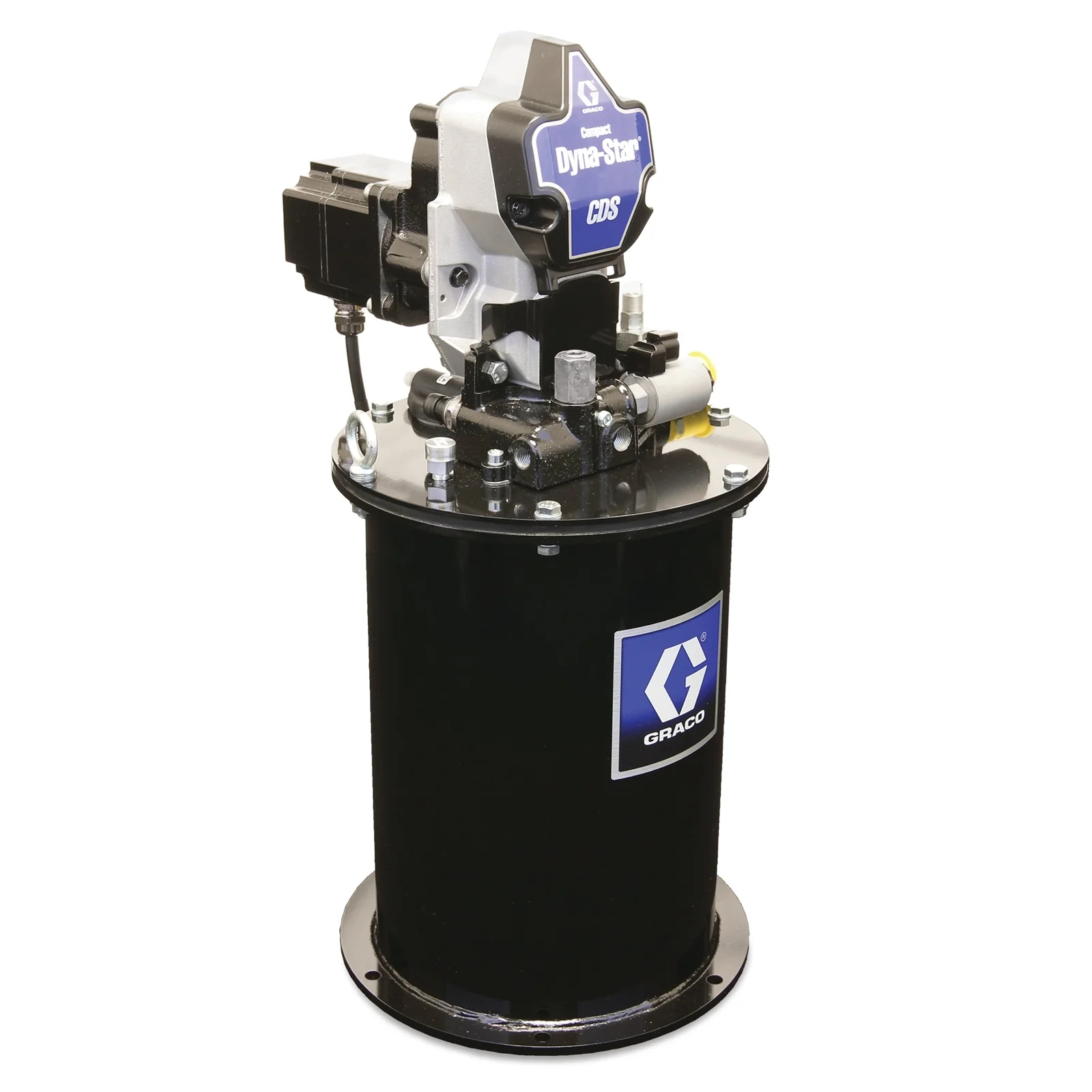 Graco Compact Dyna-Star® 24 VDC Vent-Valve Grease Pump, 12 L Reservoir, Follower Plate, Pressure and Level Reporting,  Auto-Fill Shut Off - Ysert
