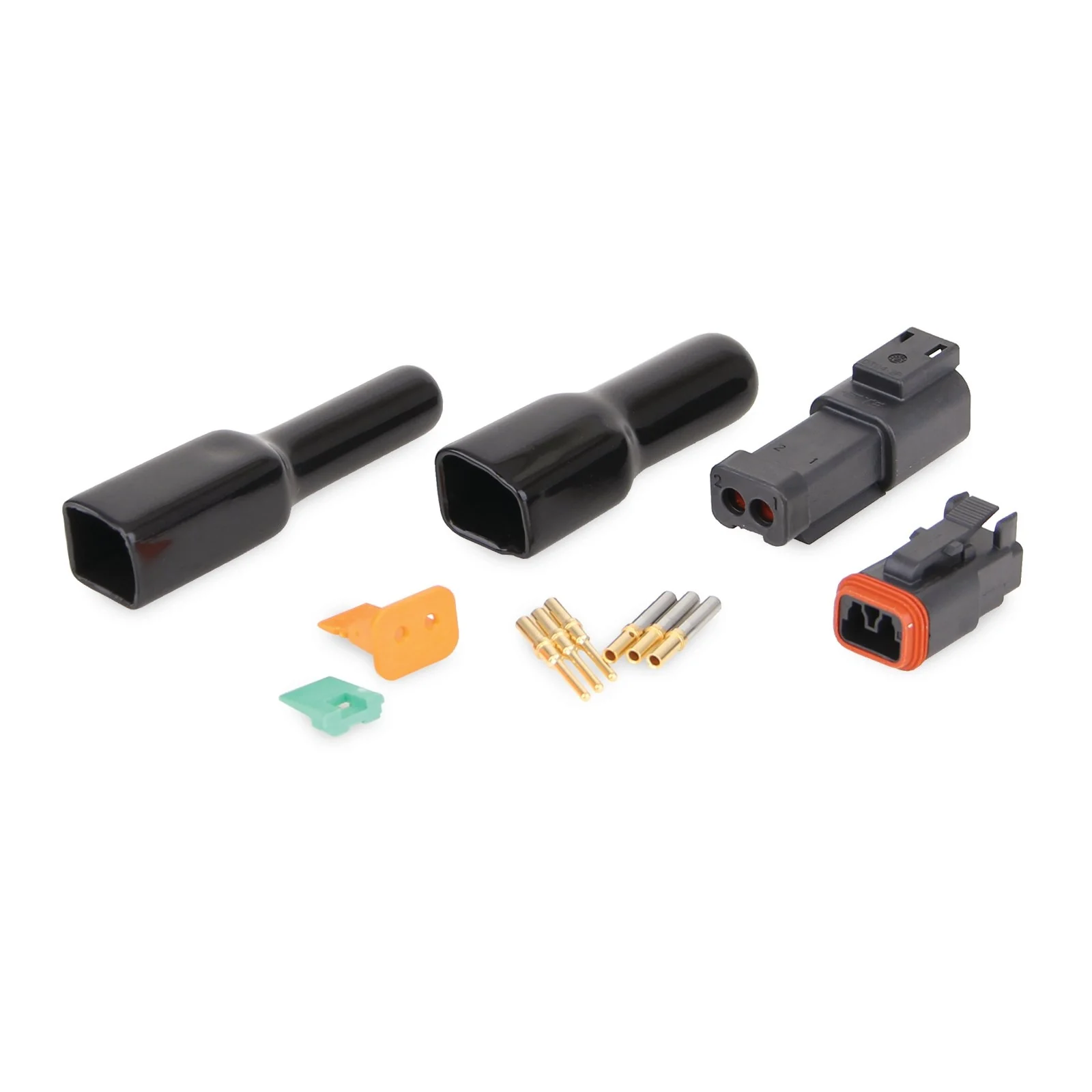 2 PIN DT Connector Kit to Connect 2 Wires, Includes Housing and Connector Receptacle, (3) Gold 16-20 AWG Sockets, (3) Gold 16-20 AWG Pins and Boots - Ysert