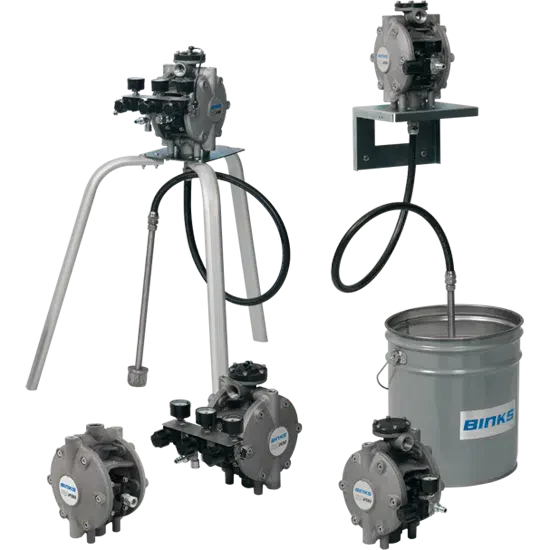 BINKS DX200 1:1 Stainless Steel Body Diaphragm Pump w/ Two Air Regulators & Fluid Filter - Wall Mounting - Ysert